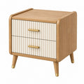 Nachttisch aus Holzwerkstoff in Naturweiß mit 2 Schubladen im Retro-Stil, Maße 45x40x55 cm, von Cozyhousepro