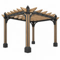 Schwarze Gartenpergola aus Holz und Metall, 300x300x240 cm, mit Rankhilfe und natürlichem Design von Cozyhousepro