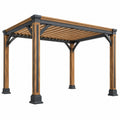 Holz- und Metall-Pergola in Braun Anthrazit, 300 x 300 x 230 cm, mit Lamellendach für Garten, von Cozyhousepro