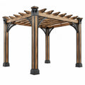 Gartenpergola aus Holz und Metall, 300x300x230 cm, braun und schwarz, mit offenem Lamellendach, Cozyhousepro