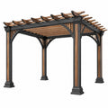 Schwarze oder braune Gartenpergola aus Metall mit offenem Lamellendach, Maße 300 x 300 x 230 cm, von Cozyhousepro