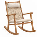 Holz-Schaukelstuhl in Naturbeige mit geflochtener Sitzfläche, Maße 67x95x100 cm, gemütlicher Sitzmöbel von Cozyhousepro